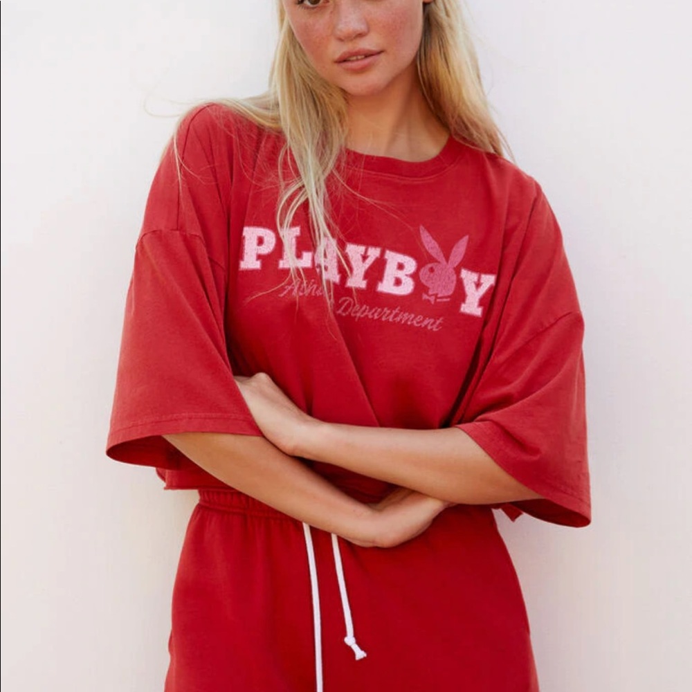 Playboy by Pac Sun Crop Top Sweatpants Red
